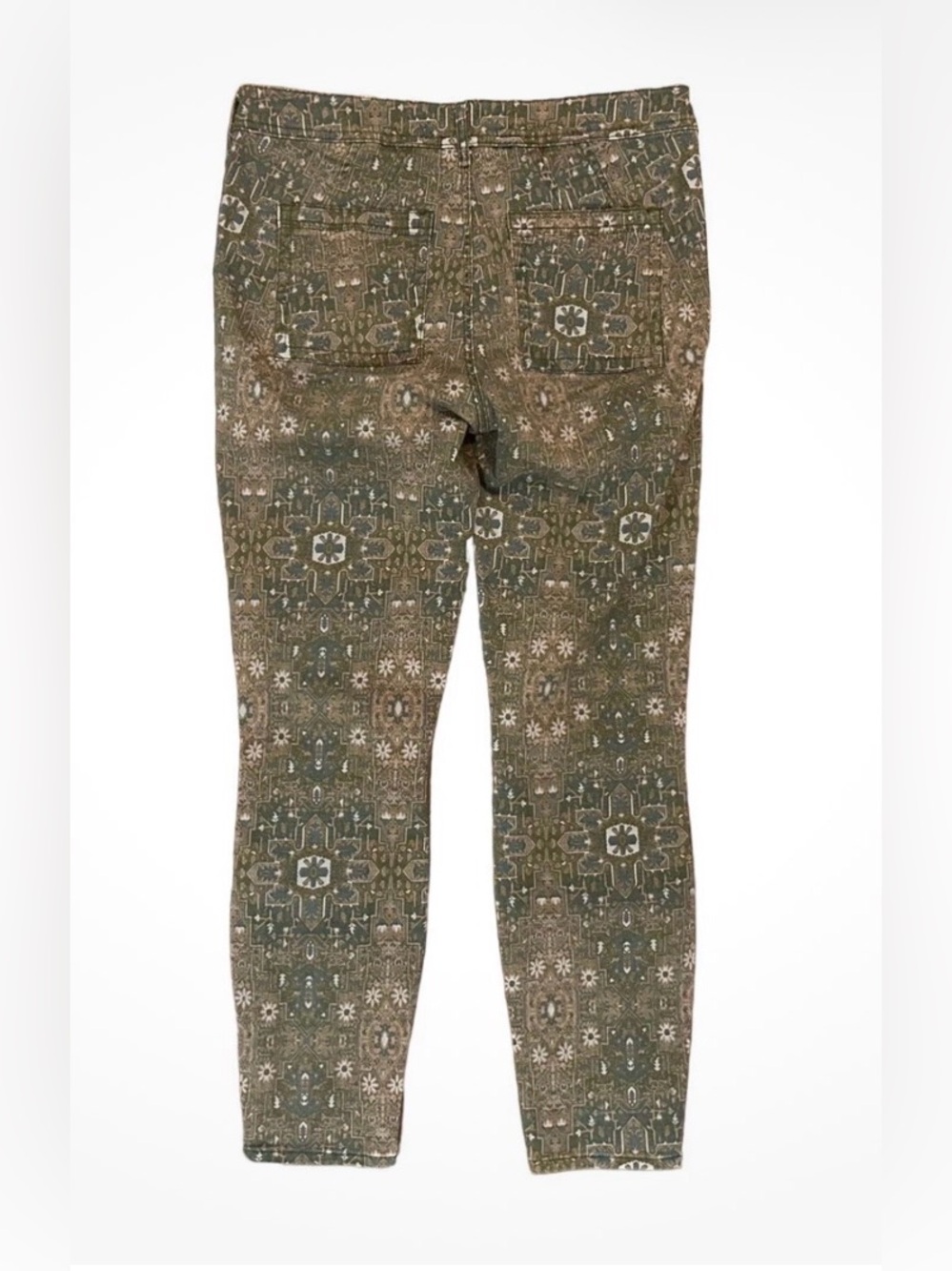 Anthropologie Women’s Green Aztec Print Chino Pants Size 26 Boho Casual Mid Rise